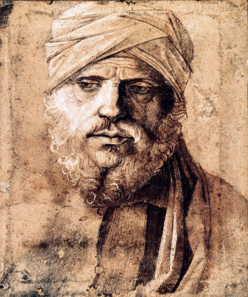 戴头巾男子的肖像（绘画） 作者 乔凡尼·贝里尼（Giovanni Bellini）