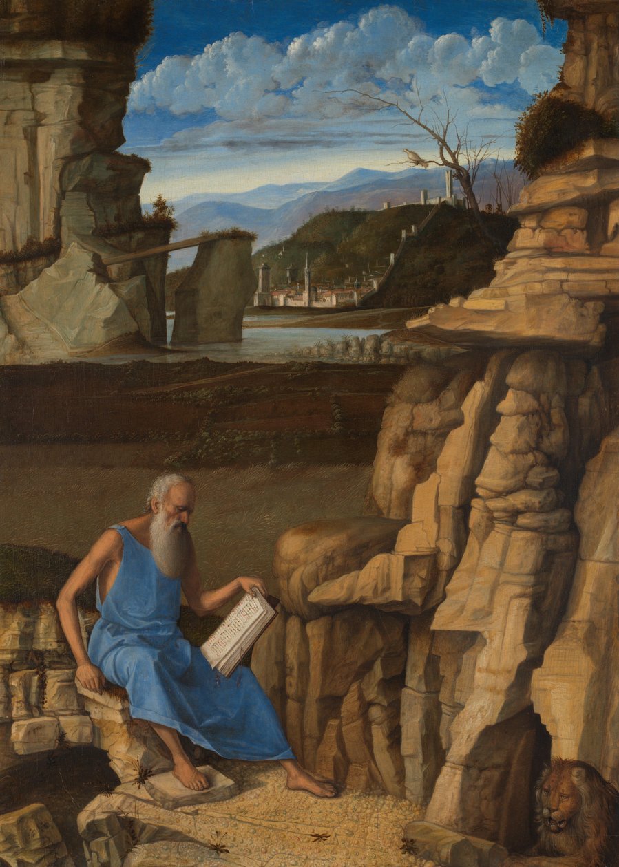 圣杰罗姆在风景中阅读 作者 乔凡尼·贝里尼（Giovanni Bellini）