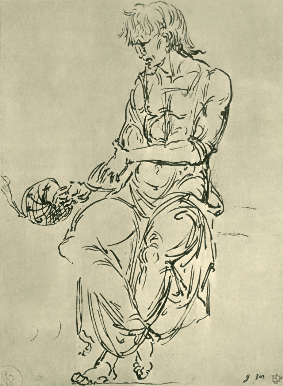 坐着天文仪器的人，十五世纪末，1943年。 作者 乔凡尼·贝里尼（Giovanni Bellini）