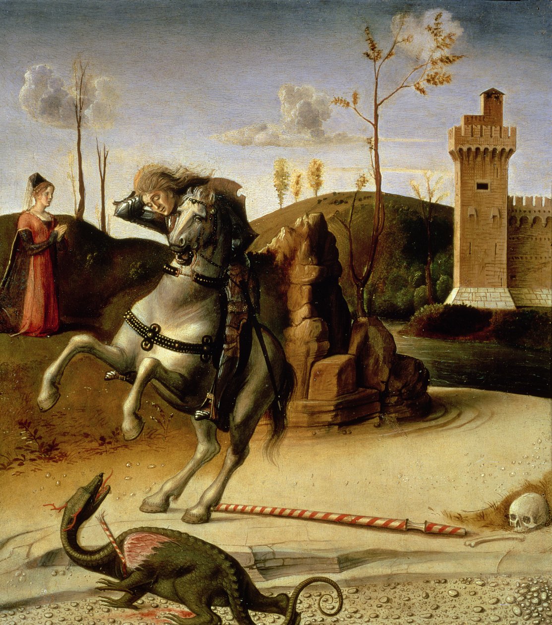 圣乔治和龙，预定面板细节85578 作者 乔凡尼·贝里尼（Giovanni Bellini）