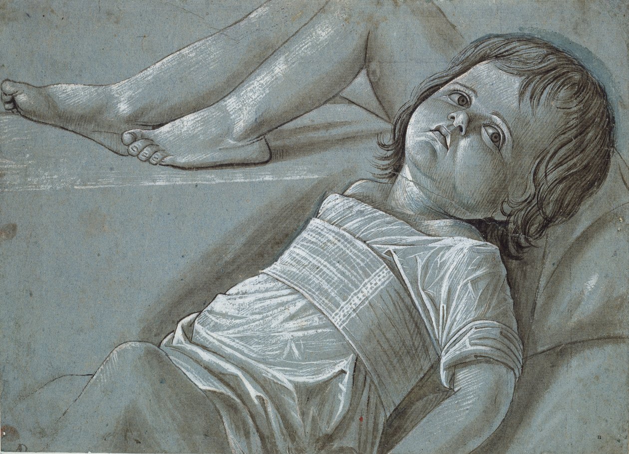 婴儿基督卧姿图研究，15世纪末。 作者 乔凡尼·贝里尼（Giovanni Bellini）