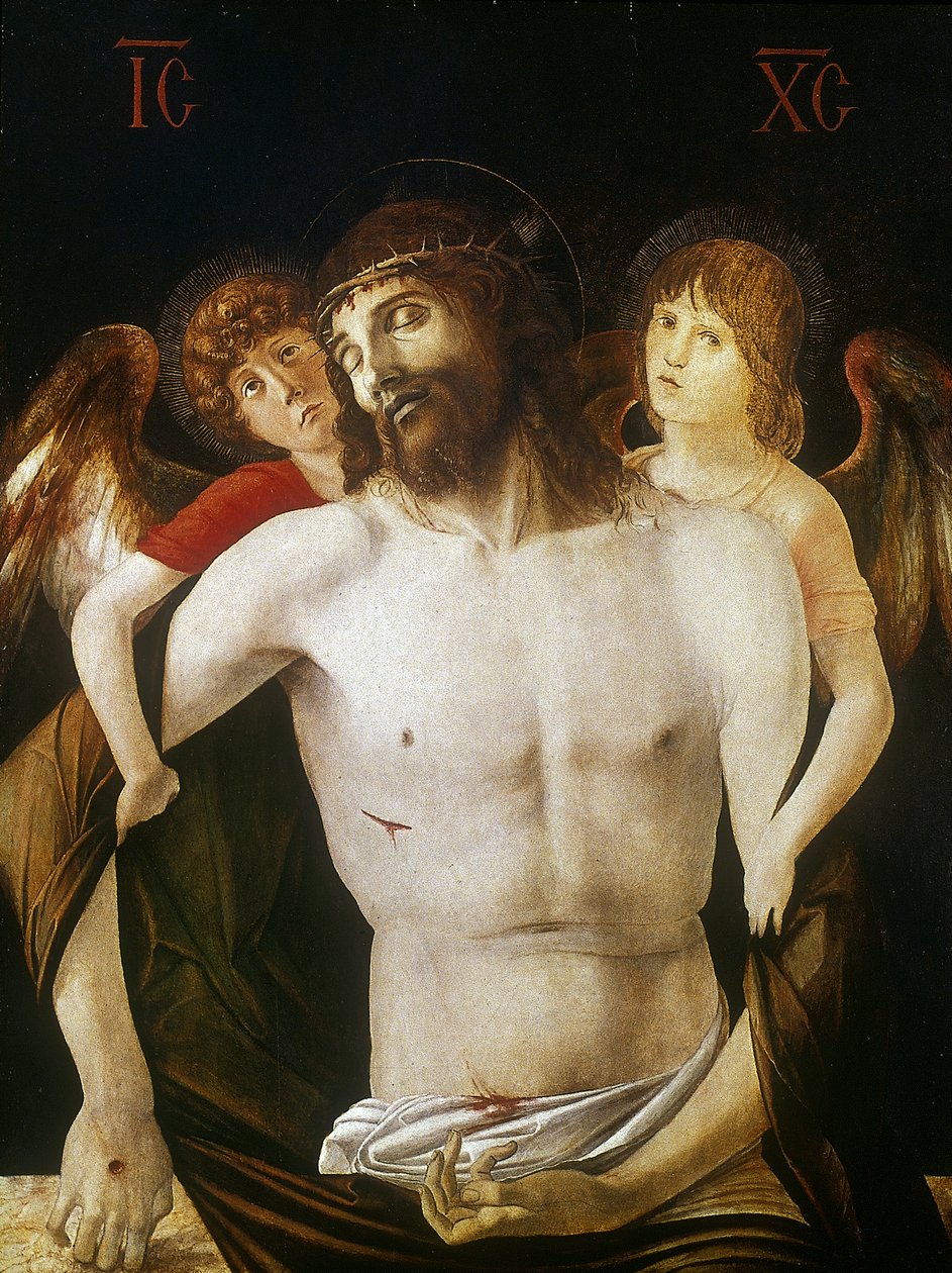 天使支持的死基督，1465-1470年 作者 乔凡尼·贝里尼（Giovanni Bellini）