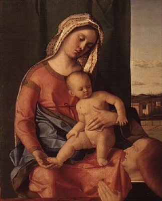 带着捐赠者的圣母玛利亚和孩子 作者 乔凡尼·贝里尼（Giovanni Bellini）