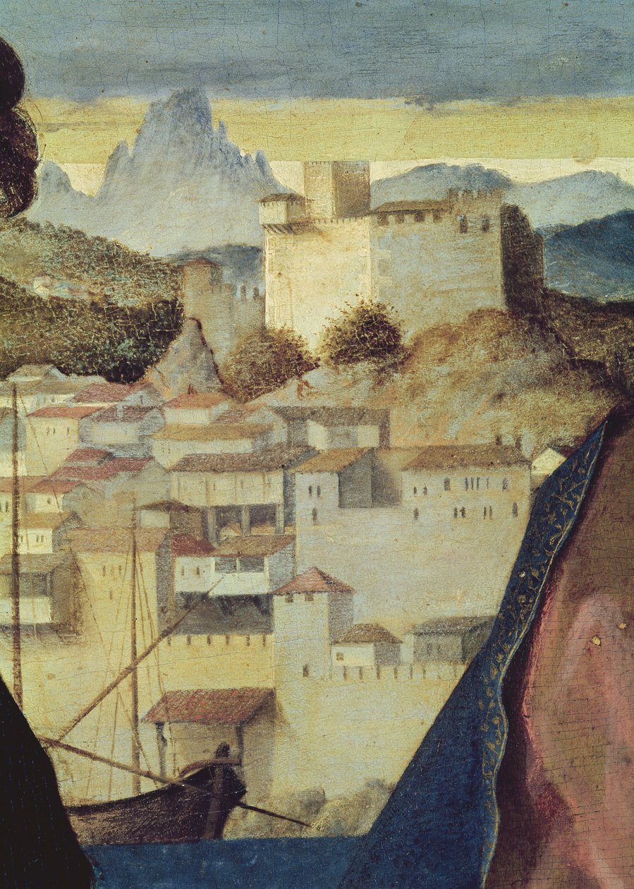 圣约翰施洗者和女圣徒之间的处女和儿童，背后的风景细节，c.1504（细节161539） 作者 乔凡尼·贝里尼（Giovanni Bellini）