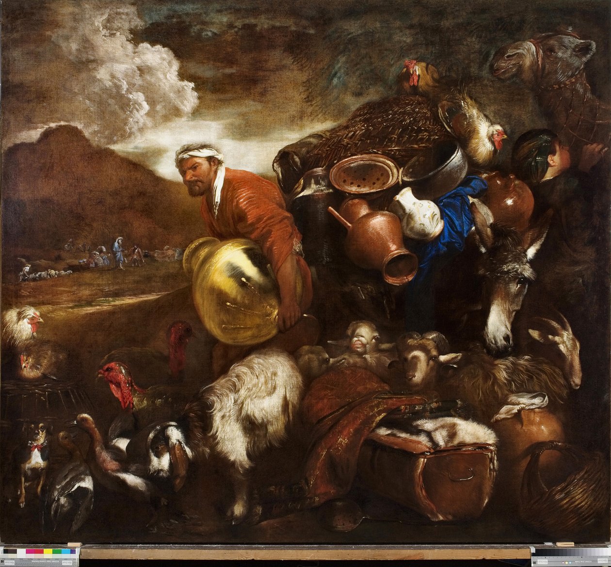 亚伯拉罕之旅》，约 1652 年（布面油画） 作者 乔瓦尼·贝内代托 (1609-64) 郎世宁