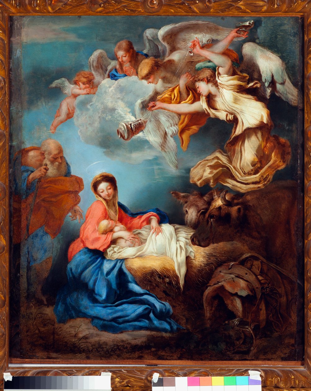 Grechetto (Giovanni Benedetto Castiglione) (1610-1665) 的 Nativite (Nativity) 绘画 作者 乔凡尼·贝内代托·卡斯蒂廖内