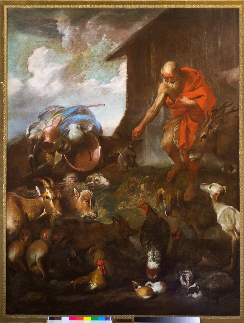 动物进入方舟》，约 1655 年（布面油画） 作者 乔瓦尼·贝内代托 (1609-64) 郎世宁