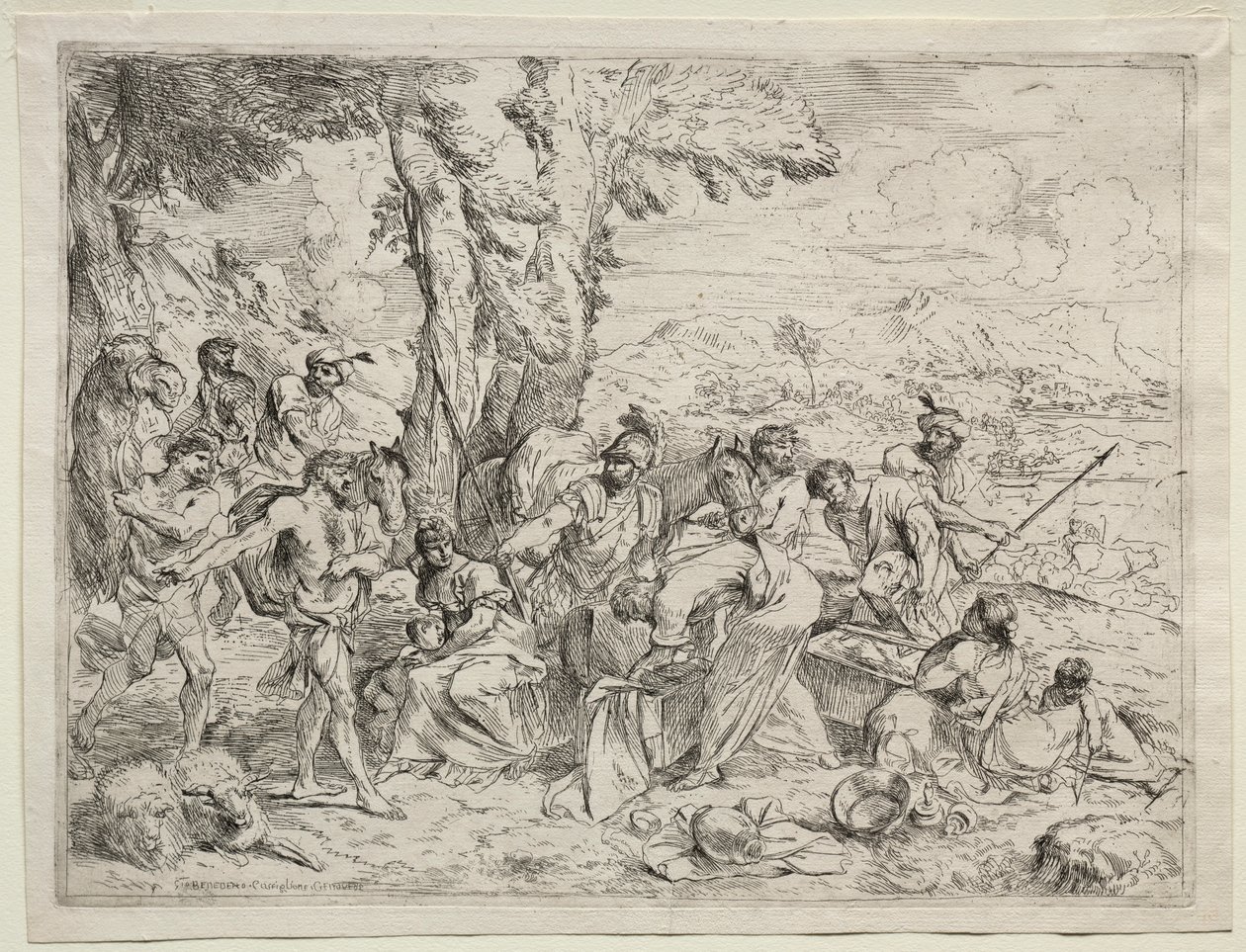 拉班（Raban）在Rachels行李中寻找偶像，c。 1635。 作者 乔凡尼·贝内代托·卡斯蒂廖内
