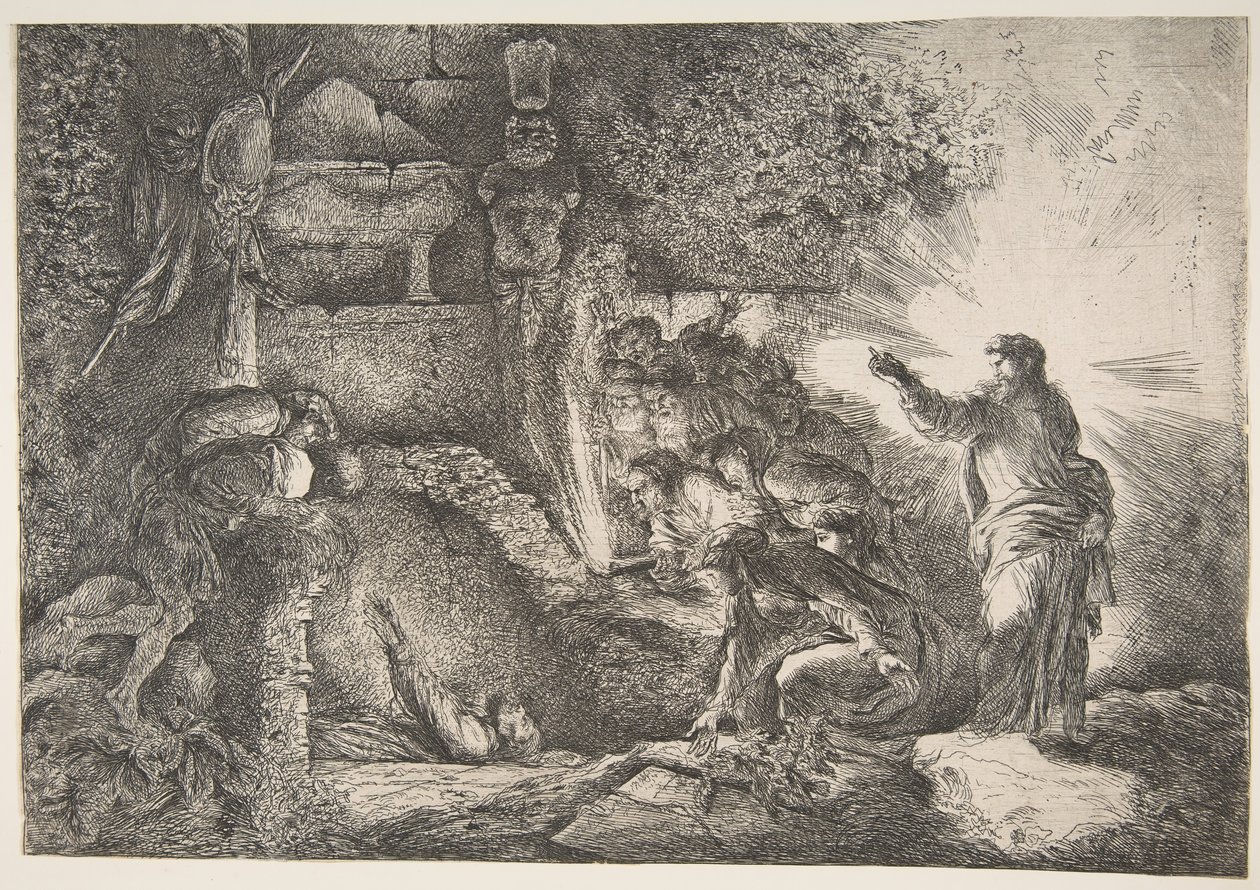 拉撒路的复活，1645-1650。 作者 乔凡尼·贝内代托·卡斯蒂廖内