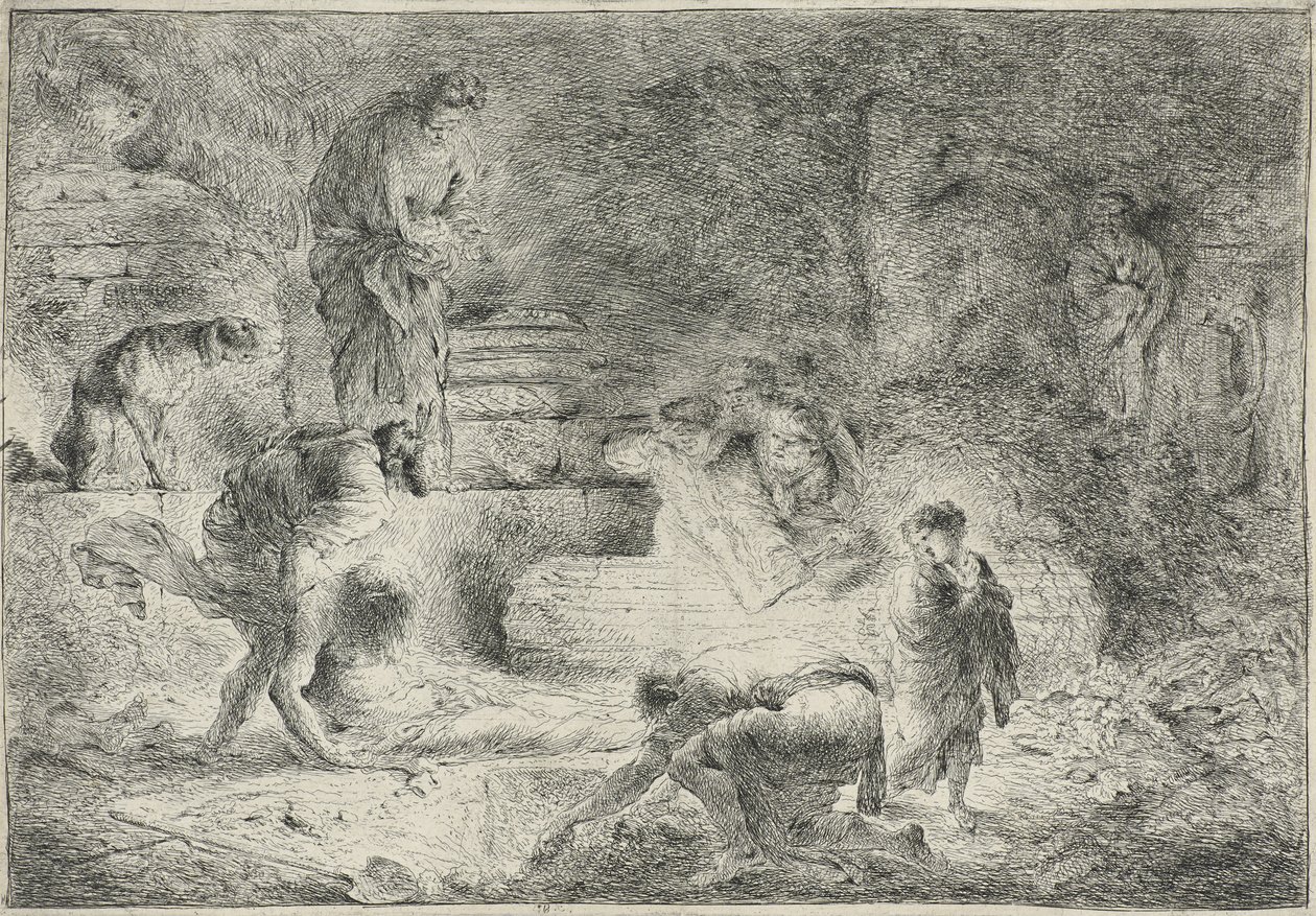 Tobit Burying the Dead，c.1647-51 作者 乔凡尼·贝内代托·卡斯蒂廖内