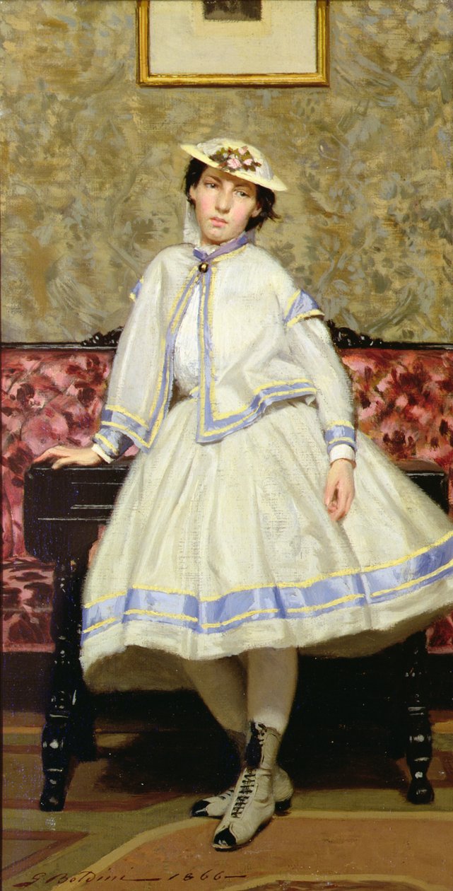 阿莱德身着白衣 作者 乔凡尼·博尔迪尼（Giovanni Boldini）