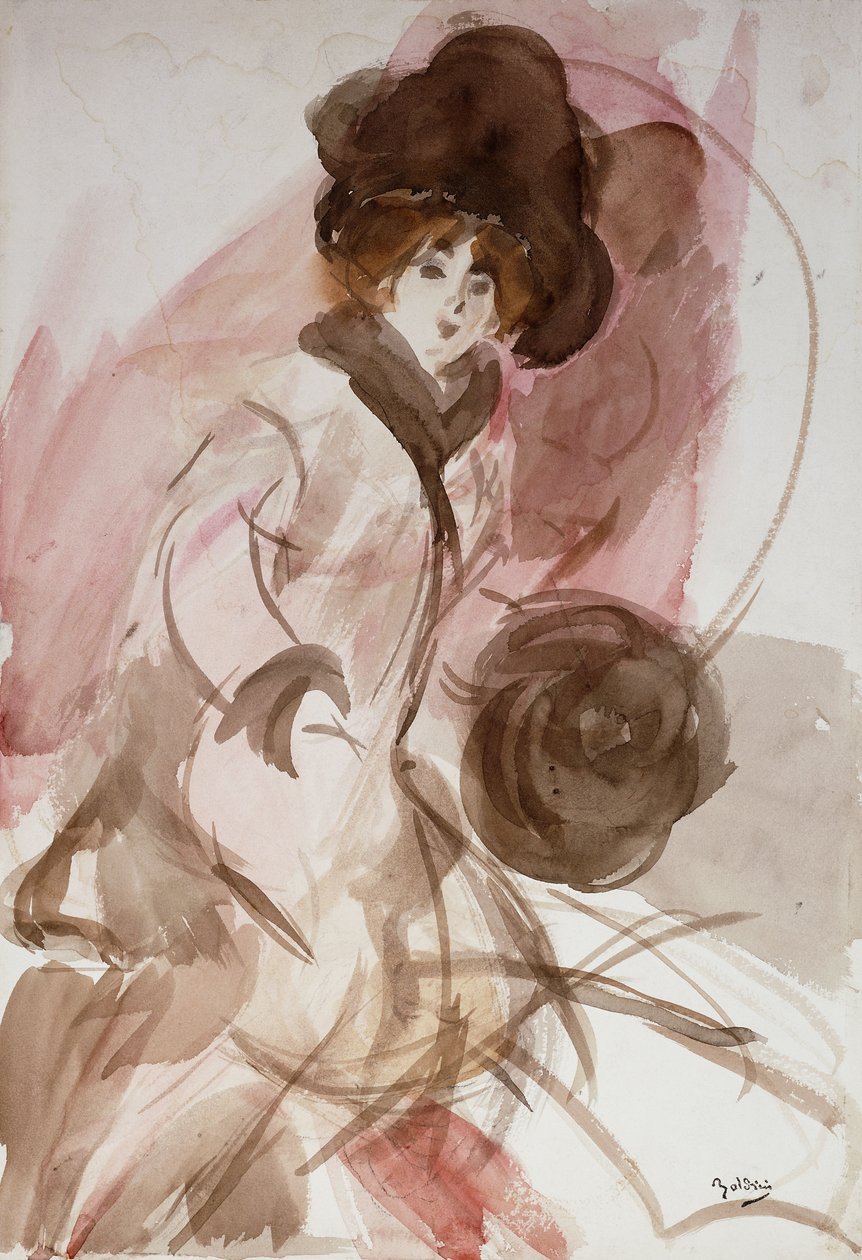 1910-12年，一位有罩的优雅女士 作者 乔凡尼·博尔迪尼（Giovanni Boldini）