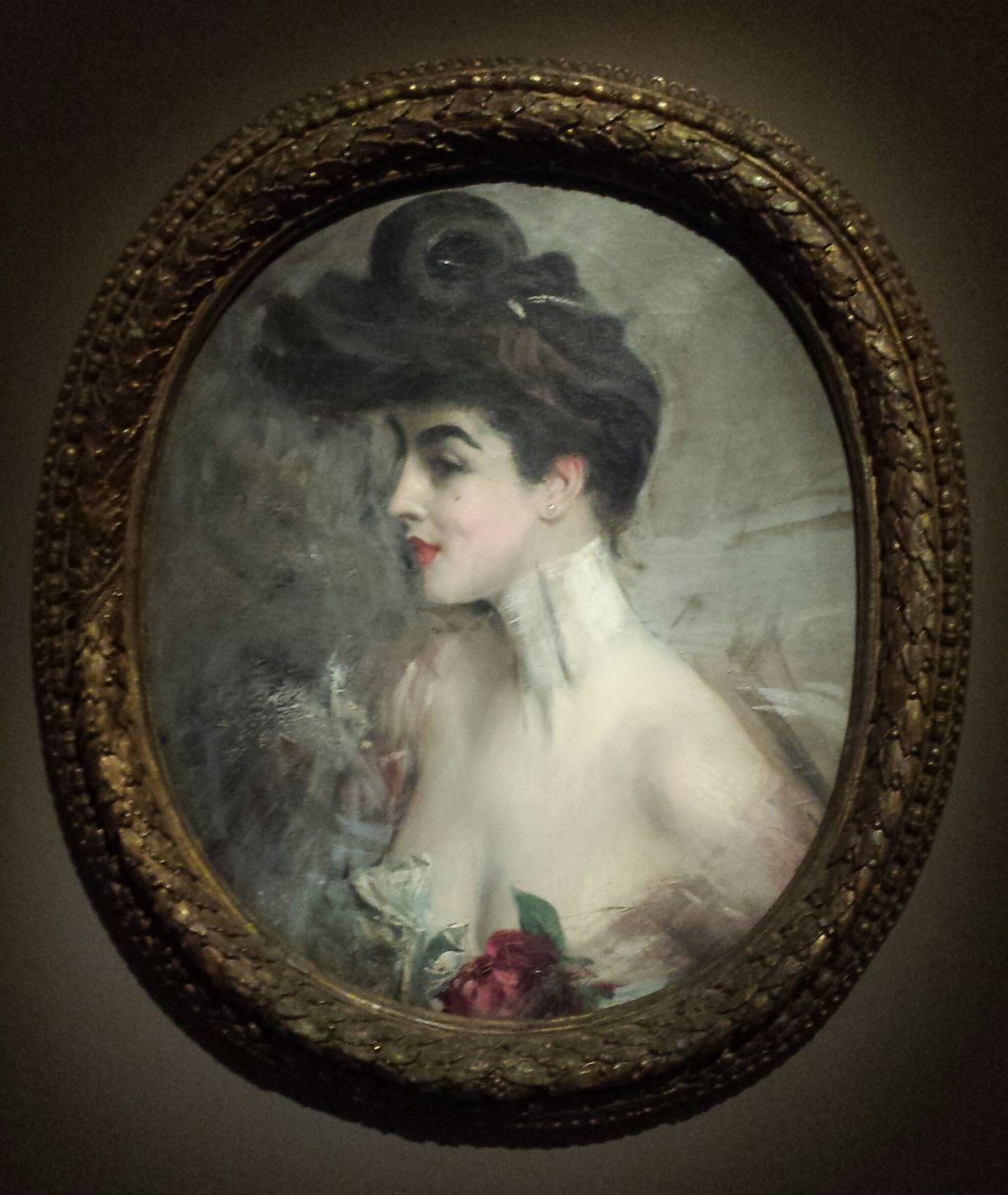 博尔迪尼 - X 夫人肖像，珠饰衣领 作者 乔凡尼·博尔迪尼（Giovanni Boldini）