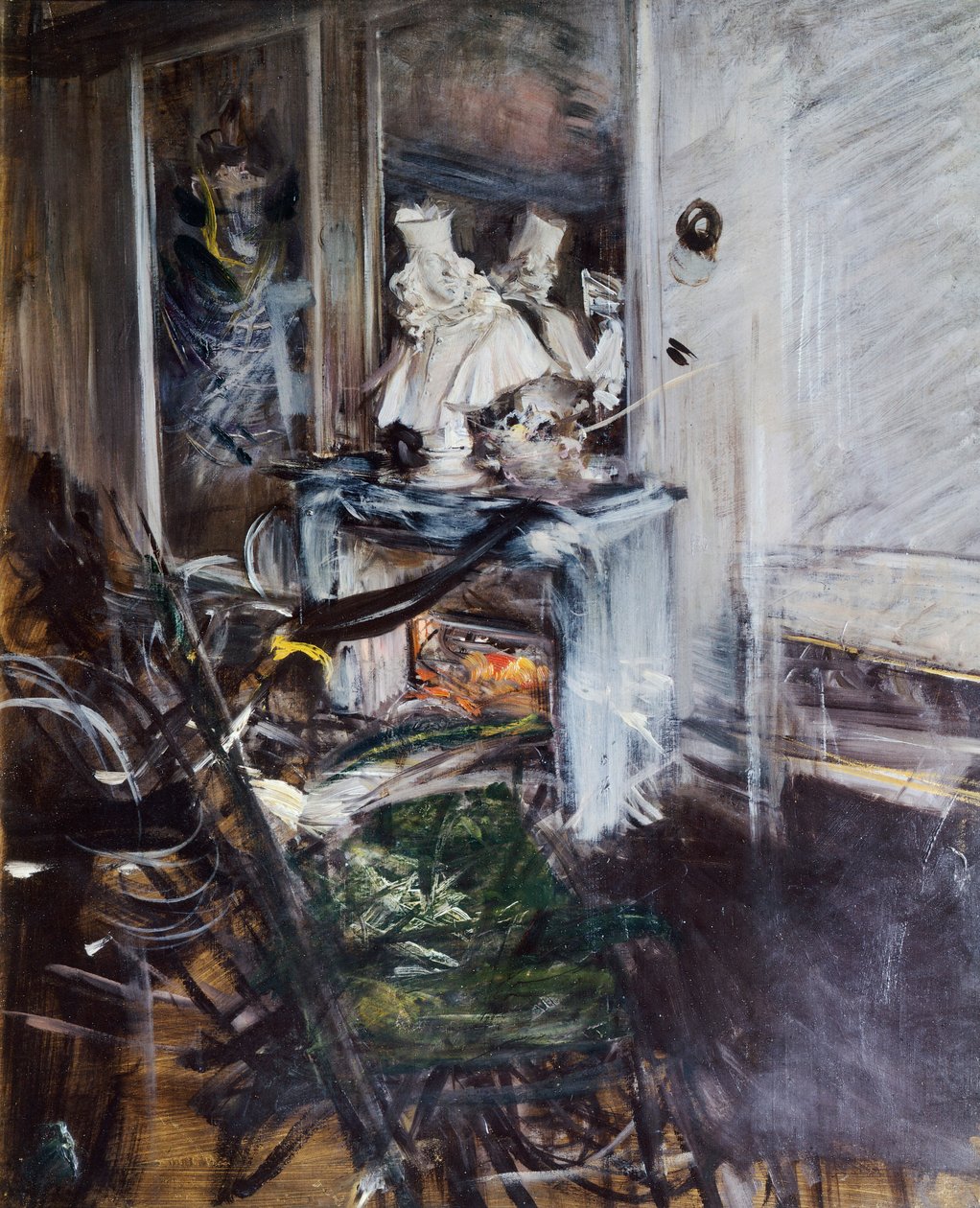 红衣主教贝尔尼尼在画家的房间里，乔瓦尼-波尔迪尼（1842-1931），布面油画，53x46厘米 作者 乔凡尼·博尔迪尼（Giovanni Boldini）