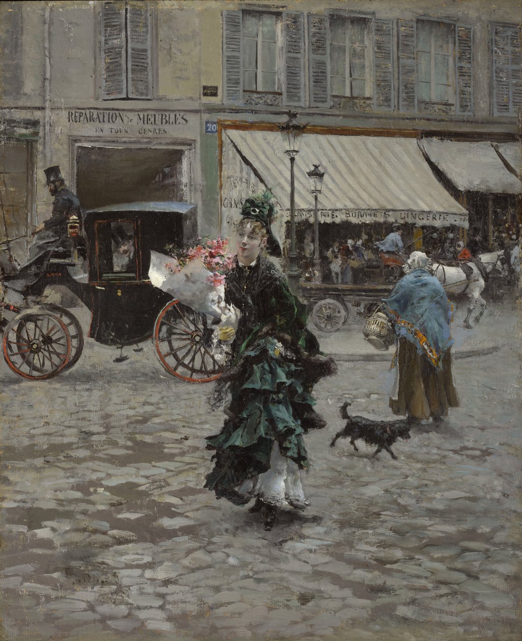 过马路，1873-75年 作者 乔凡尼·博尔迪尼（Giovanni Boldini）