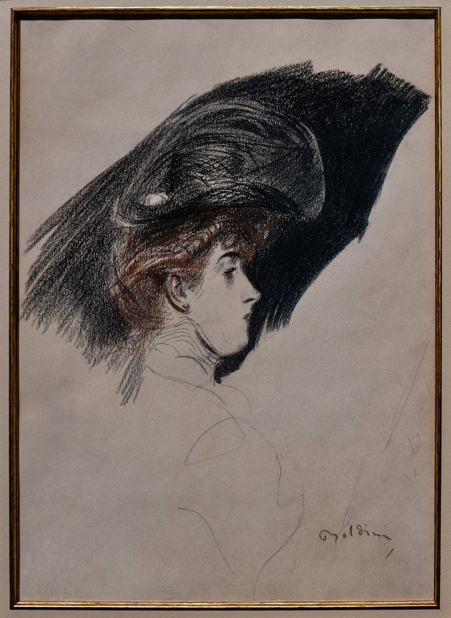 优雅的轮廓，约 1880 年（纸上炭笔） 作者 乔凡尼·博尔迪尼（Giovanni Boldini）