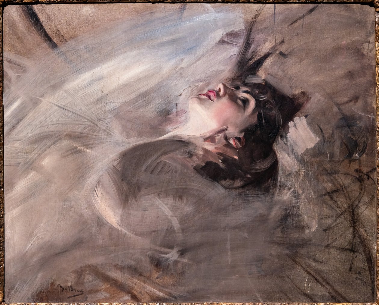 躺着的年轻女子的半身长 作者 乔凡尼·博尔迪尼（Giovanni Boldini）