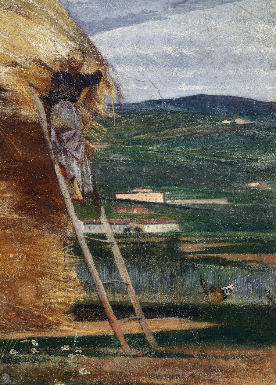 干草堆，梯子上的农民 作者 乔凡尼·博尔迪尼（Giovanni Boldini）