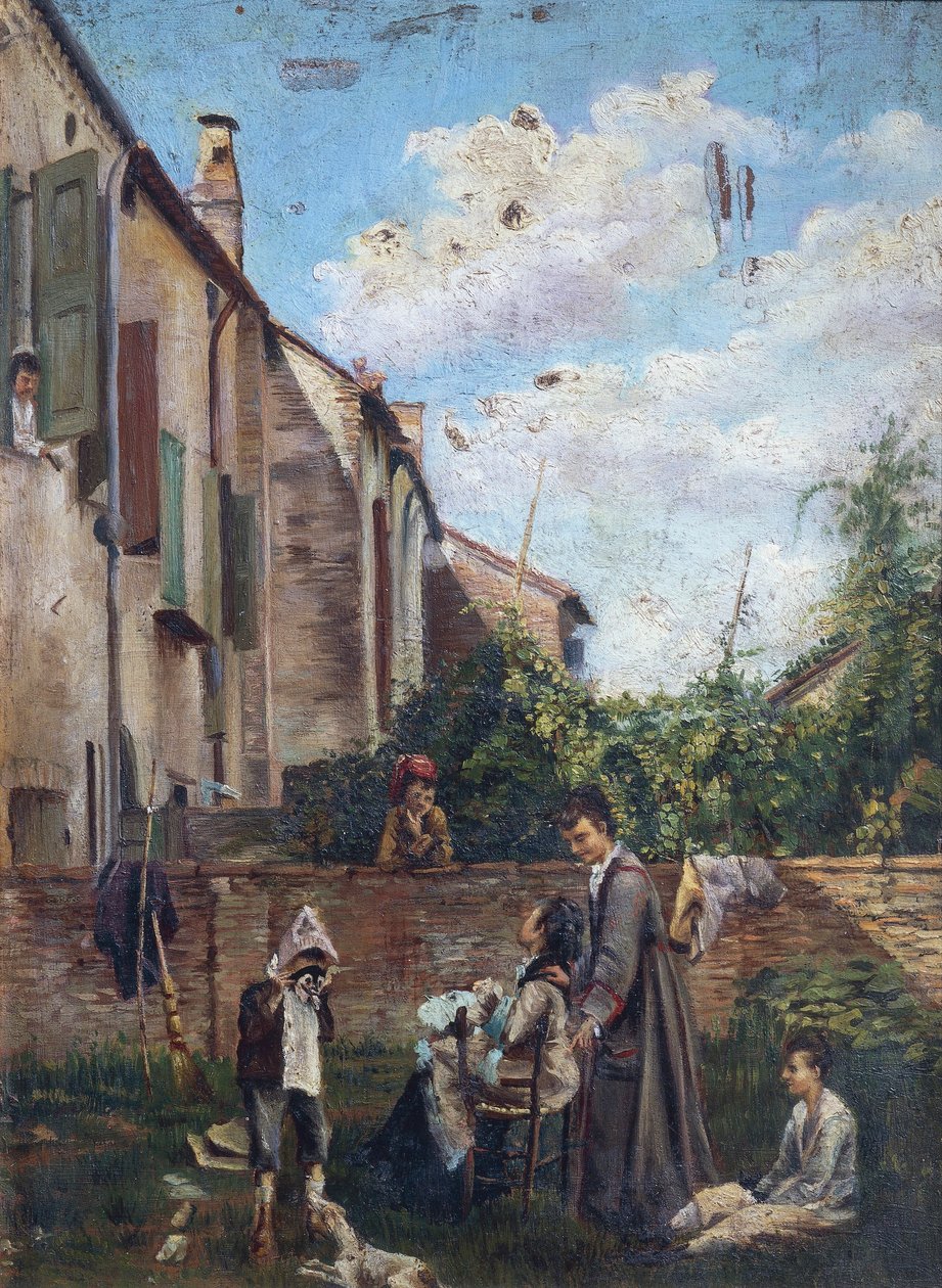 意大利，费拉拉，父亲之家的庭院 作者 乔凡尼·博尔迪尼（Giovanni Boldini）