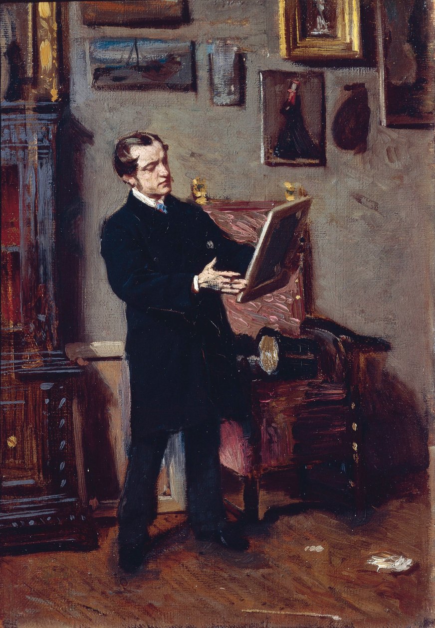 意大利，佛罗伦萨，看画的年轻人 作者 乔凡尼·博尔迪尼（Giovanni Boldini）