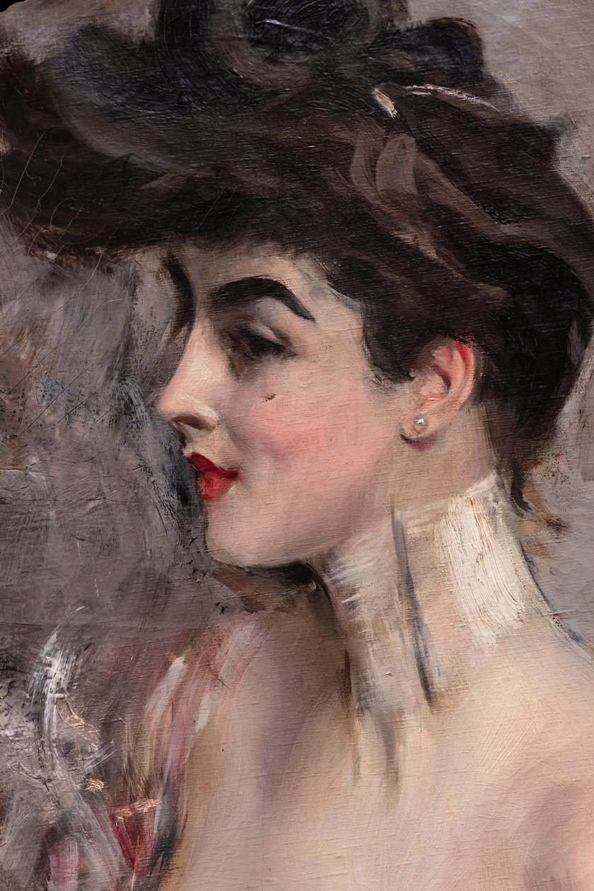 X 夫人与珍珠项链，细节 作者 乔凡尼·博尔迪尼（Giovanni Boldini）