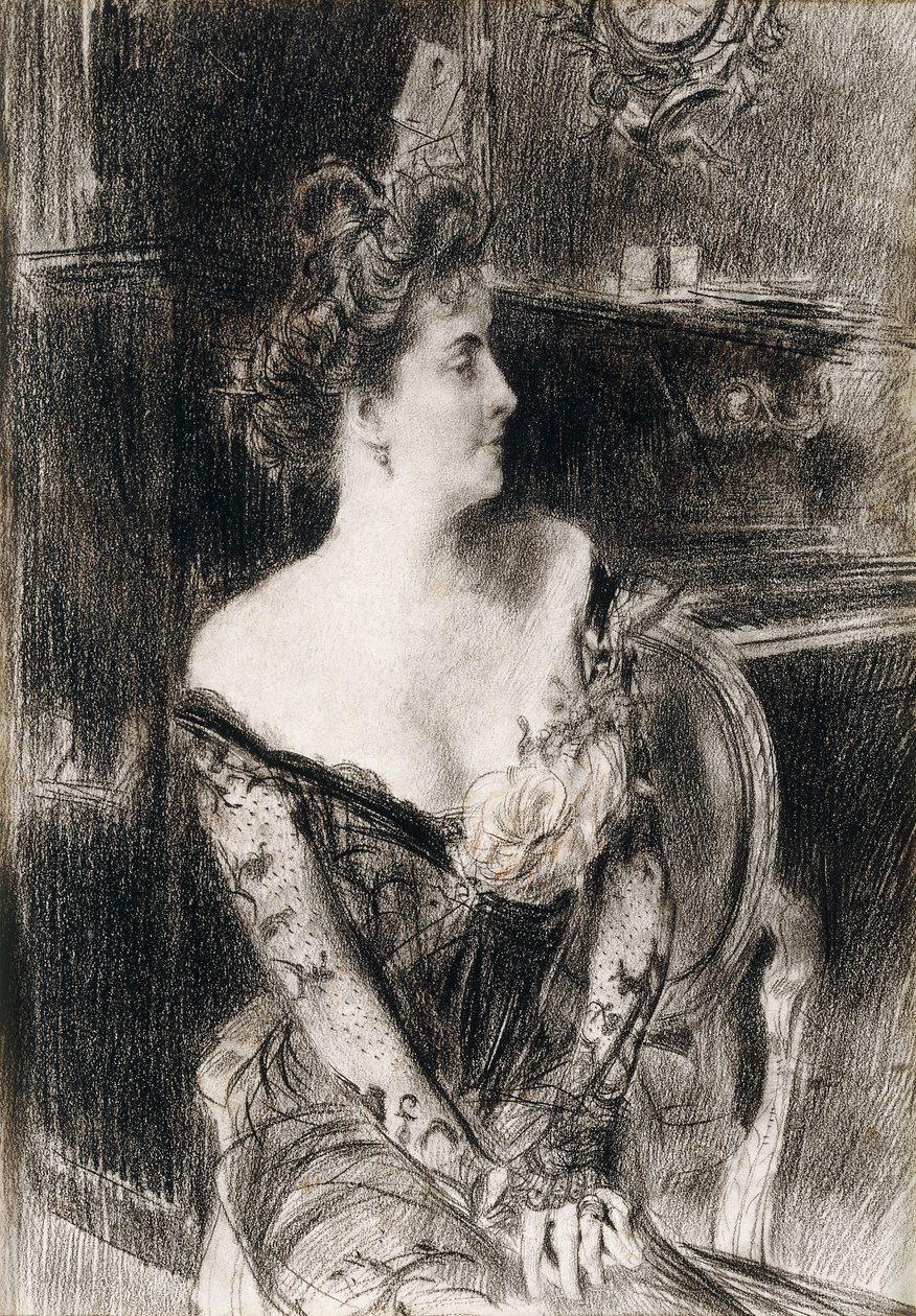 X夫人肖像，约1901-1902年 作者 乔凡尼·博尔迪尼（Giovanni Boldini）