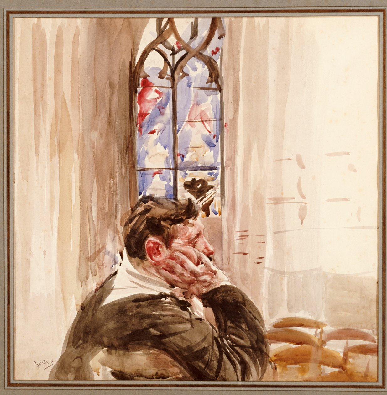 教堂里的男人肖像，1900年 作者 乔凡尼·博尔迪尼（Giovanni Boldini）