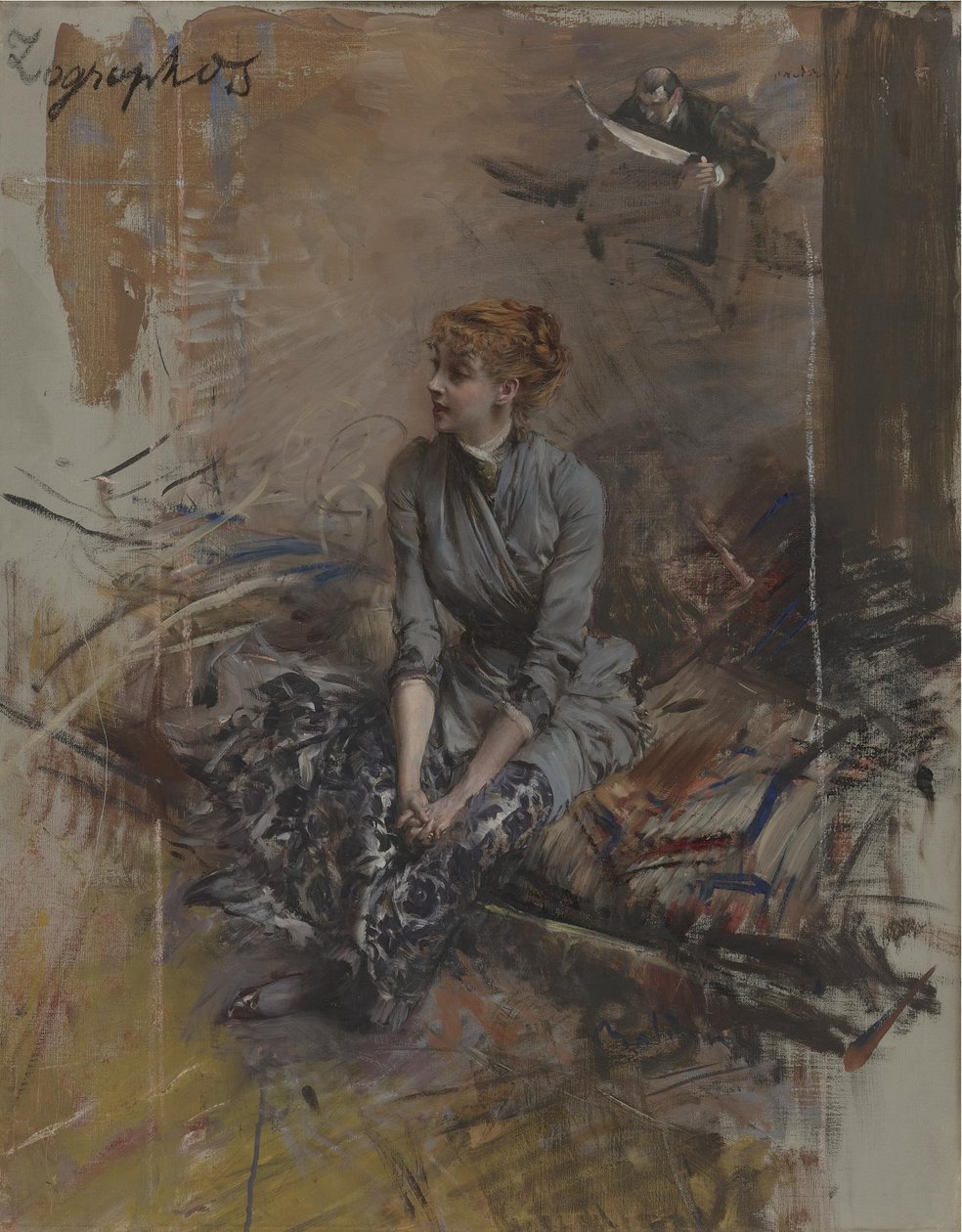 女演员加布里埃尔·勒雅妮（GabrielleRéjane）的肖像1856-1920 作者 乔凡尼·博尔迪尼（Giovanni Boldini）