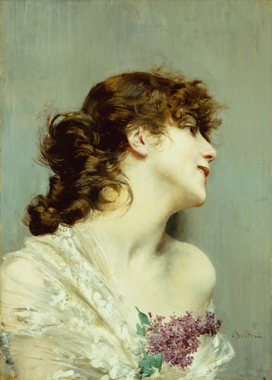 年轻女子的轮廓（油画） 作者 乔凡尼·博尔迪尼（Giovanni Boldini）