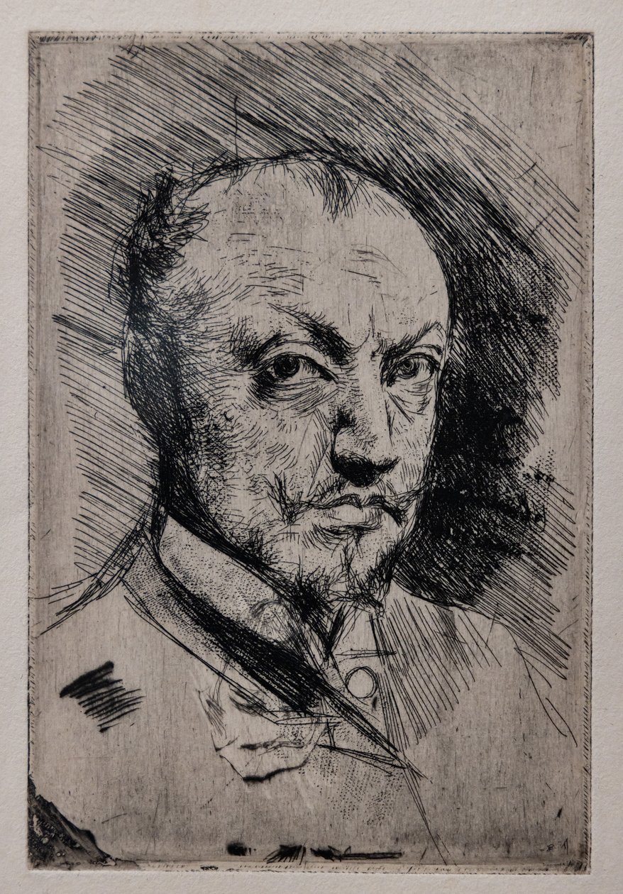 自画像，c.1890（干画、轮盘赌和纸上蚀刻） 作者 乔凡尼·博尔迪尼（Giovanni Boldini）