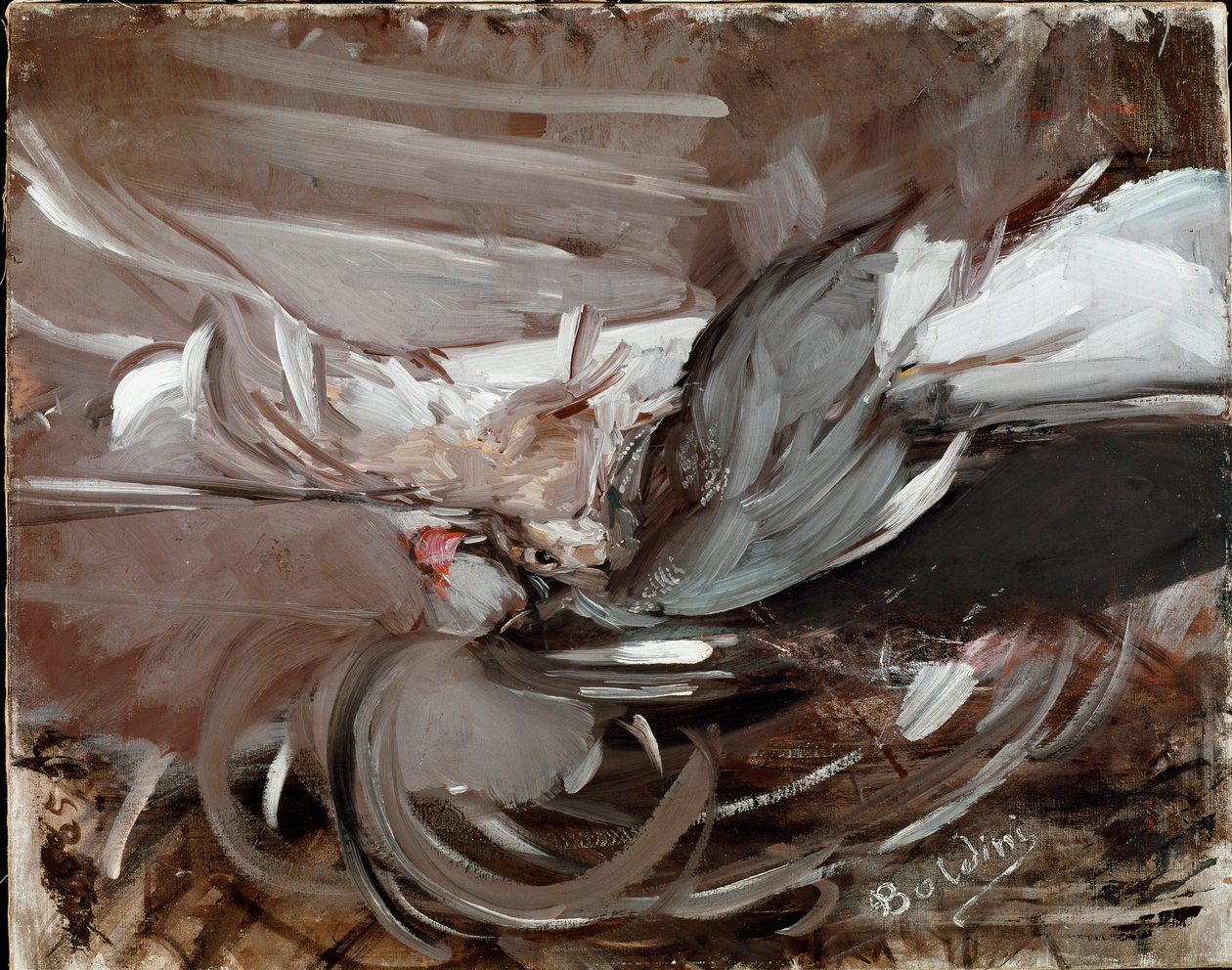 Giovanni Boldini (1842-1931) 1911 年暗淡的游戏绘画静物。 75x93 厘米 Pistoia，Boldini 收藏 作者 乔凡尼·博尔迪尼（Giovanni Boldini）