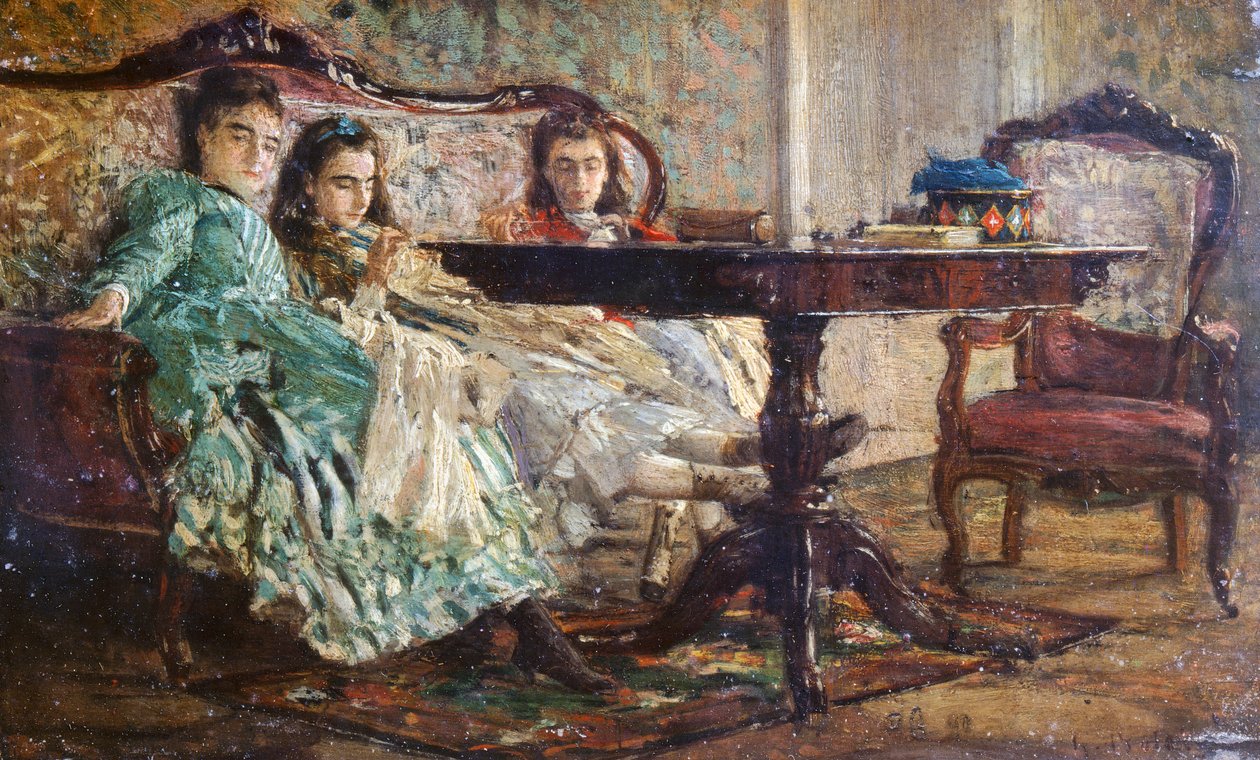 乔瓦尼-博尔迪尼（1842-1931）的《拉斯卡拉基姐妹》，木板油画 作者 乔凡尼·博尔迪尼（Giovanni Boldini）