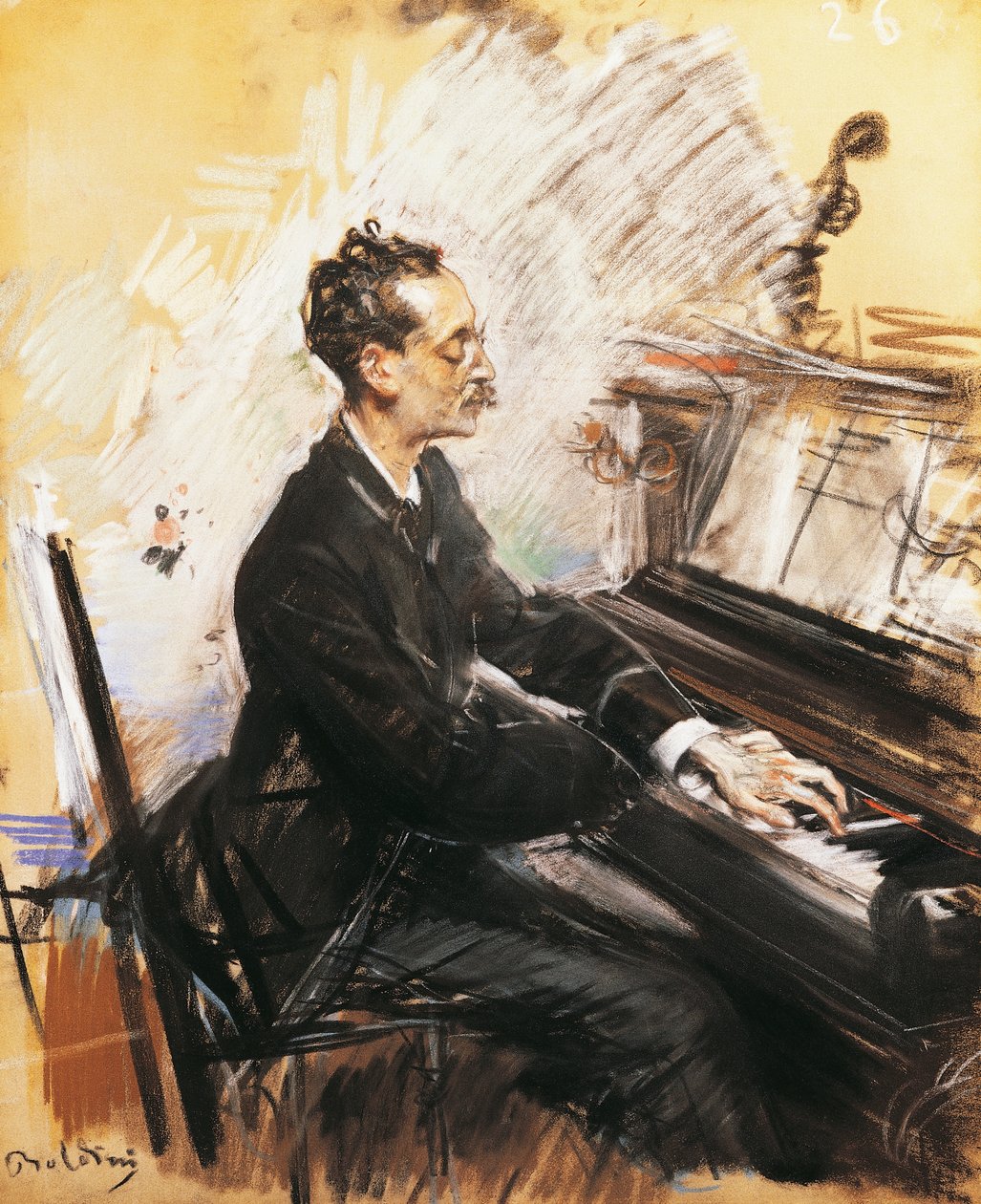 钢琴家 Rey Colaco，乔瓦尼·博尔迪尼 (Giovanni Boldini) 作者 乔凡尼·博尔迪尼（Giovanni Boldini）