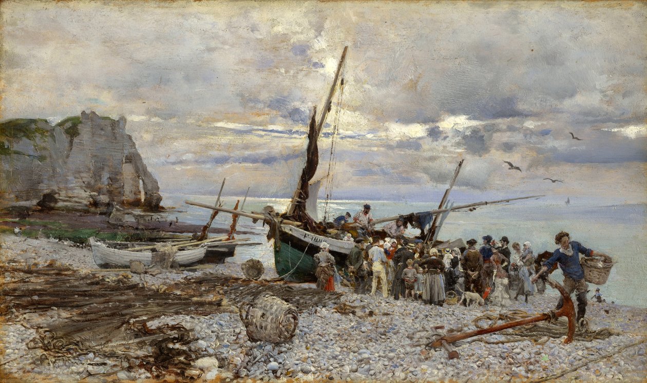 渔船归来，埃特尔塔，1879年 作者 乔凡尼·博尔迪尼（Giovanni Boldini）