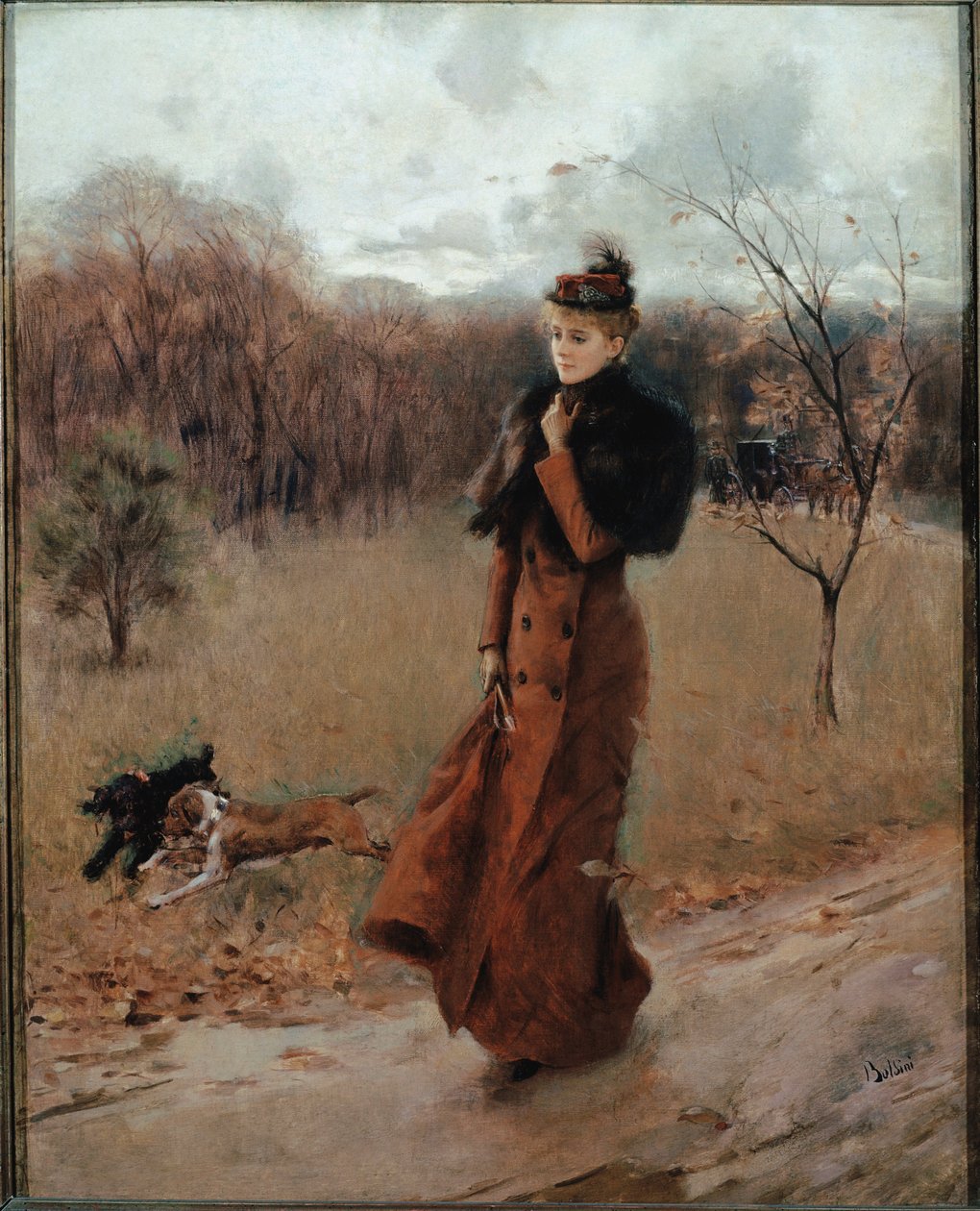 步行到那不勒斯公园（布面油画） 作者 乔凡尼·博尔迪尼（Giovanni Boldini）