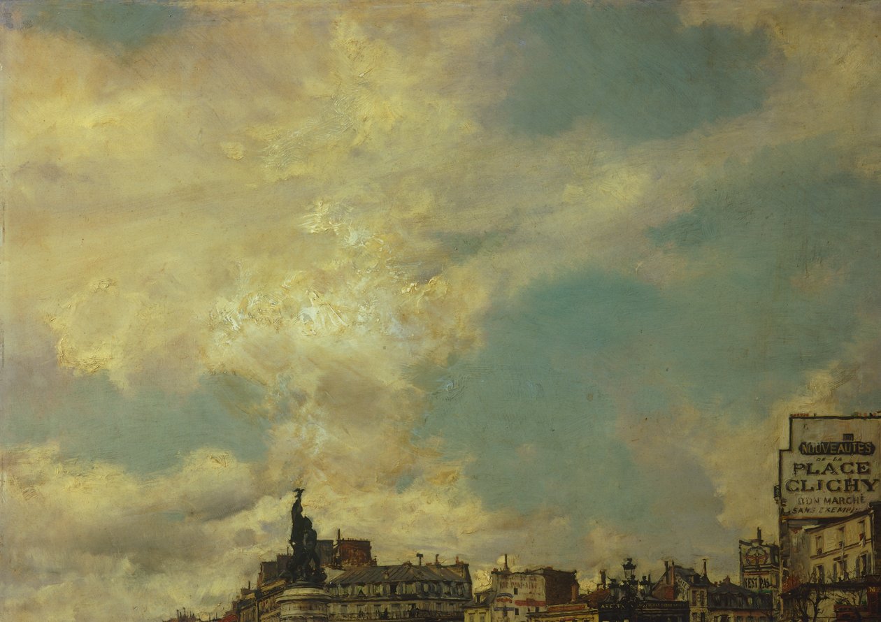 天空，巴黎Clichy广场的细节，乔瓦尼-博尔迪尼（1842-1931），布面油画，60x98厘米 作者 乔凡尼·博尔迪尼（Giovanni Boldini）