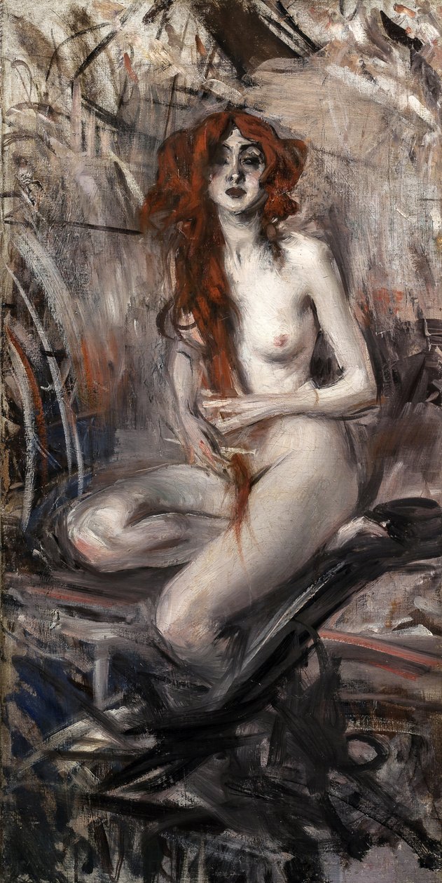 梳理头发的女人，约1912年。 作者 乔凡尼·博尔迪尼（Giovanni Boldini）