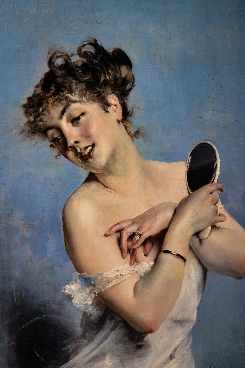 Déshabillé 中的年轻女子，细节 作者 乔凡尼·博尔迪尼（Giovanni Boldini）