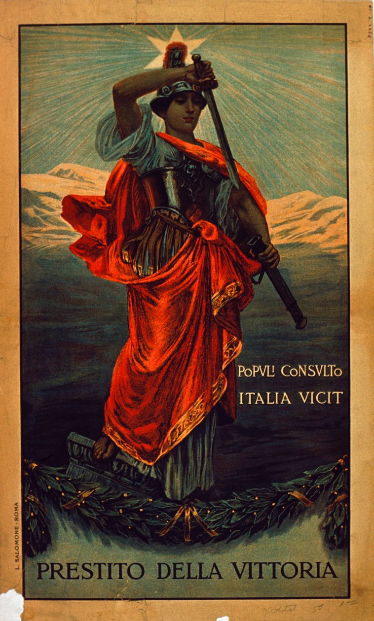 意大利军事海报，一战："Prestitio della Vittoria"，意大利战争债券海报 作者 乔凡尼·卡普拉内西（Giovanni Capranesi）
