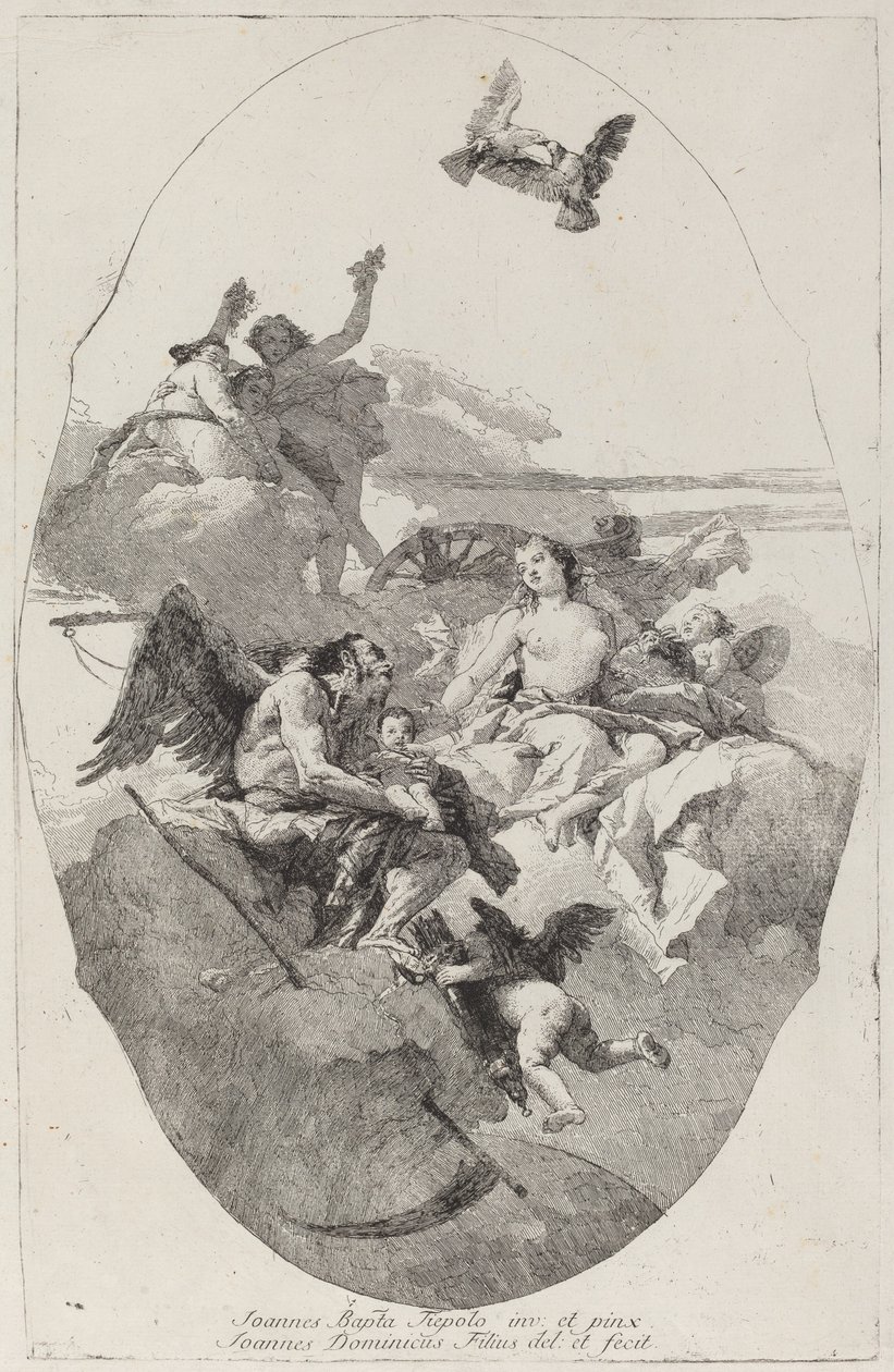 维纳斯将丘比特托付给时间 作者 Giovanni Domenico Tiepolo 在 Giovanni Battista Tiepolo 之后