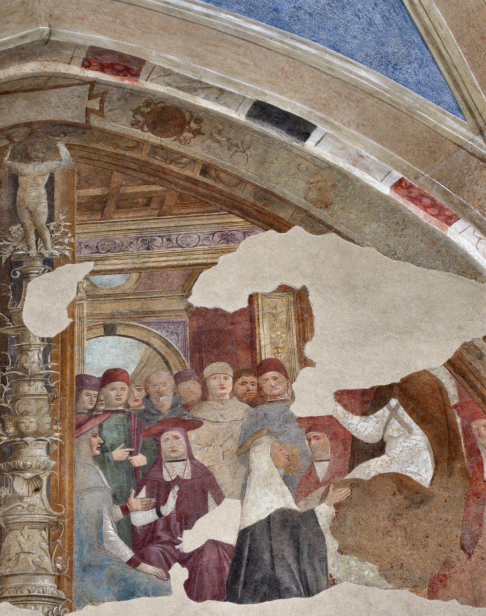 Giovanni Donato da Montorfano（1460-1502）Bolla 教堂的边框，左教堂中殿（锡耶纳的圣凯瑟琳在阿维尼翁教皇格雷戈里十一世面前）壁画 乔瓦尼·多纳 作者 乔瓦尼·多纳托·蒙托法诺
