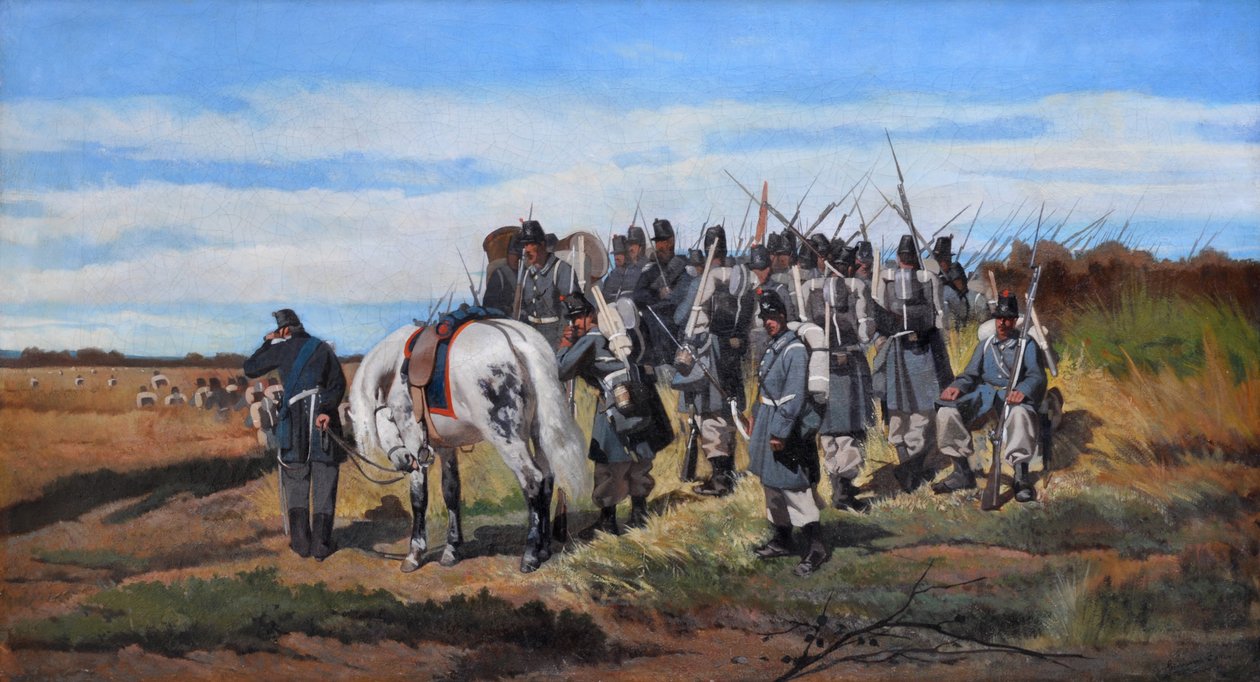 军事侦察，侦察，约 1861 年（布面油画） 作者 乔凡尼·法托里（Giovanni Fattori）