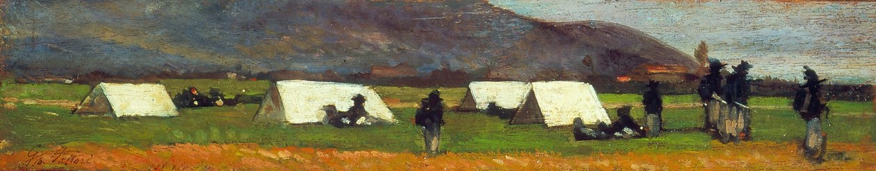 贝尔萨格里尼营地，约 1860 年（木板油画） 作者 乔凡尼·法托里（Giovanni Fattori）
