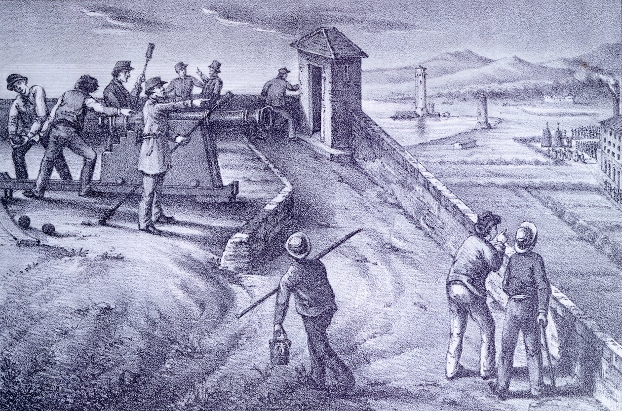 从圣彼得堡看利沃诺的防御，乔瓦尼-法托里（1825-1908），雕刻作品 作者 乔凡尼·法托里（Giovanni Fattori）