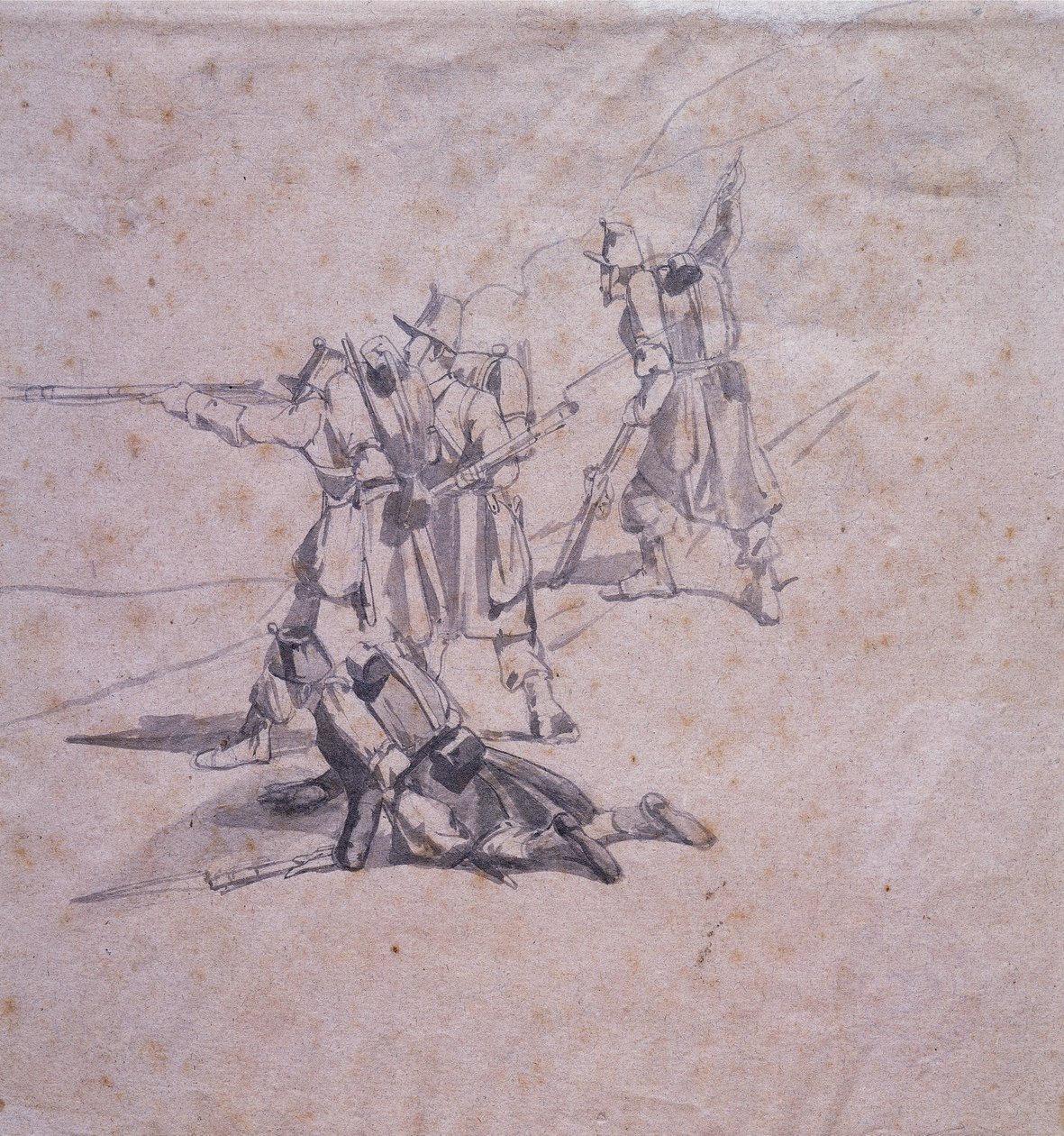 四名士兵在行动 作者 乔凡尼·法托里（Giovanni Fattori）