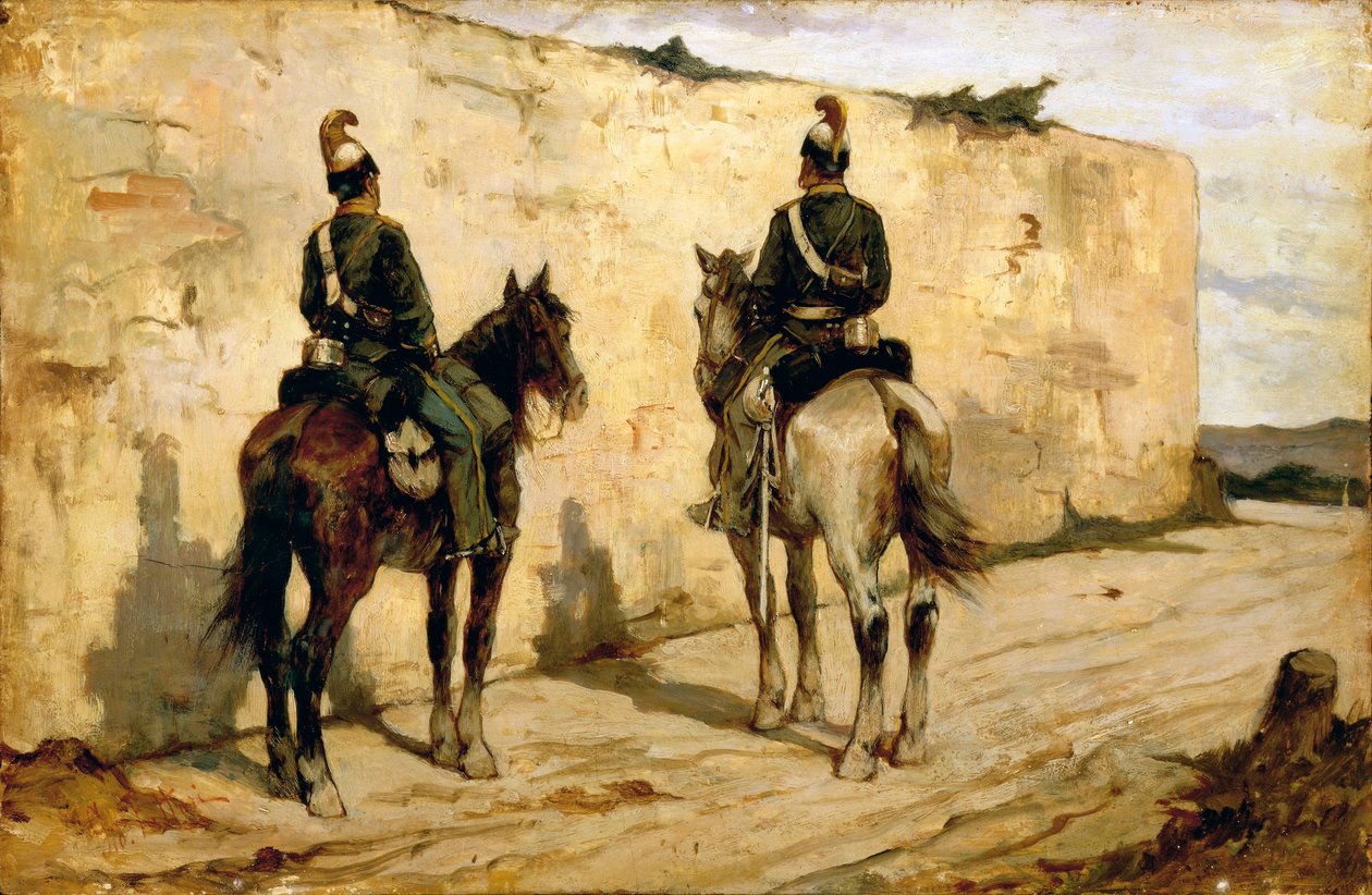 意大利，比耶拉，轻骑兵的画作 作者 乔凡尼·法托里（Giovanni Fattori）