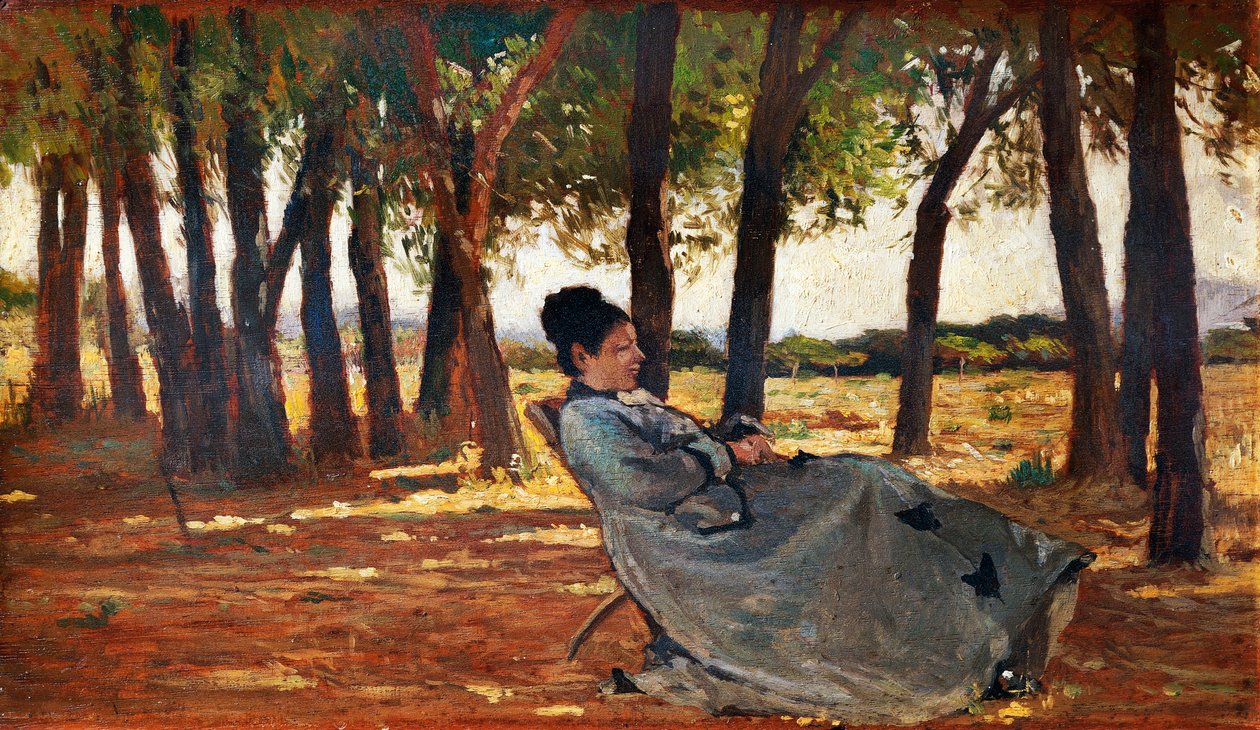 Martelli Castiglioncello女士，约1867年，由Giovanni Fattori（1825-1908）创作，油画板，20x33厘米 作者 乔凡尼·法托里（Giovanni Fattori）