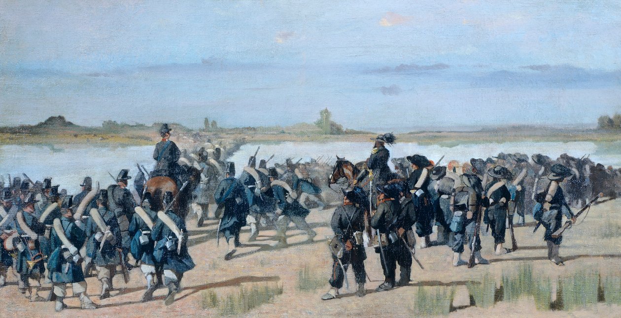 通过明乔河，乔万尼-法托里（1825-1908）的作品。 作者 乔凡尼·法托里（Giovanni Fattori）