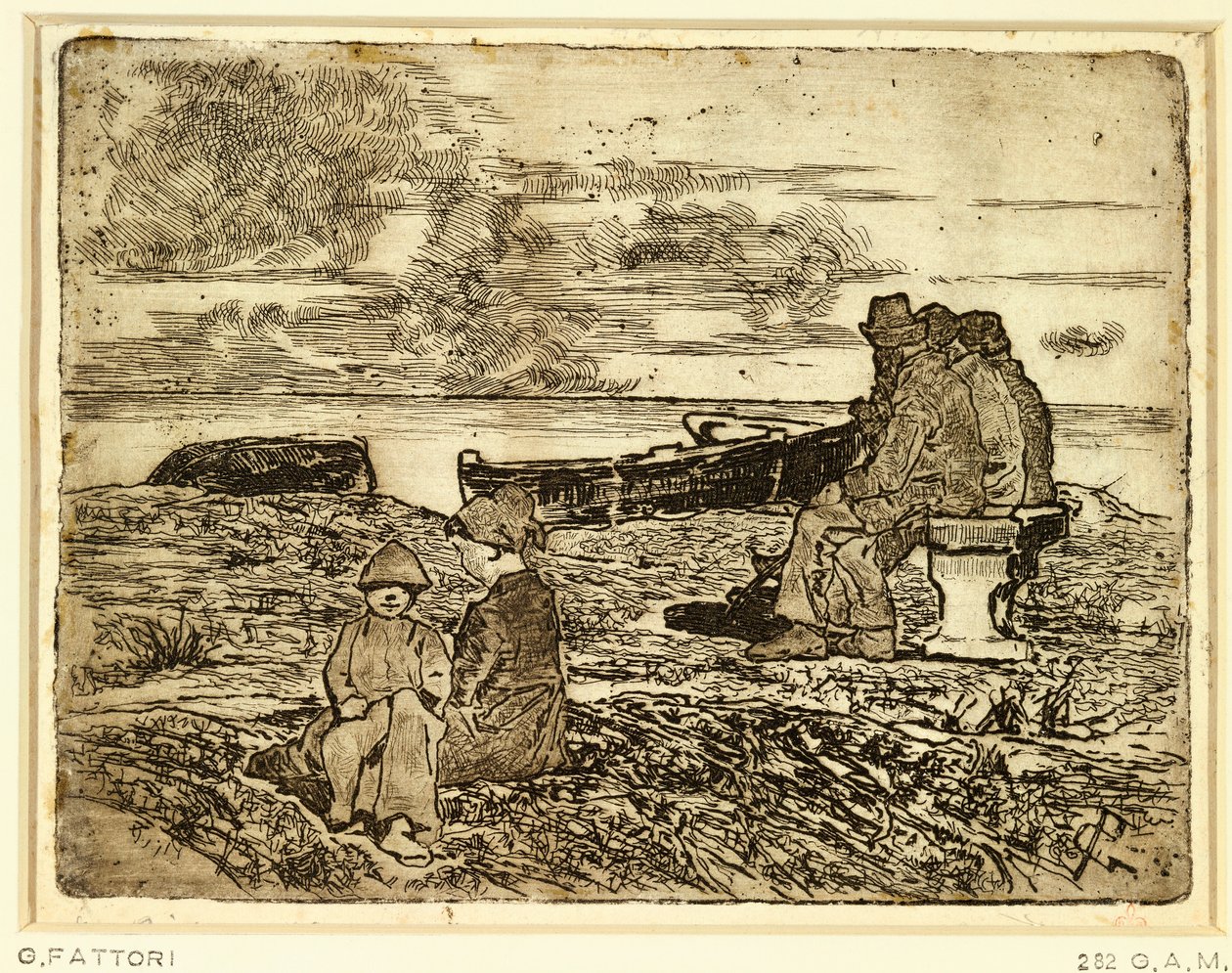 乔瓦尼-法托里（1825-1908）的《水手休息》，蚀刻画 作者 乔凡尼·法托里（Giovanni Fattori）