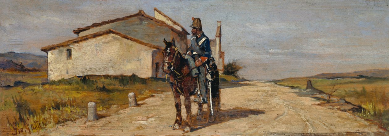 骑马的士兵或骑马的卡比尼耶在巡逻中 作者 乔凡尼·法托里（Giovanni Fattori）